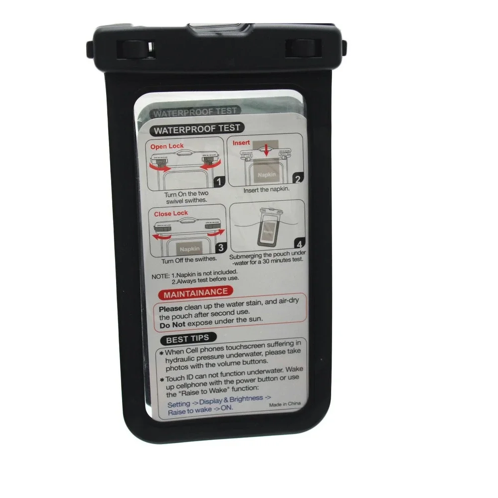 Hiearcool Waterproof Phone Pouch 2 Pack IPX8 Universal Dry Bag Case Black